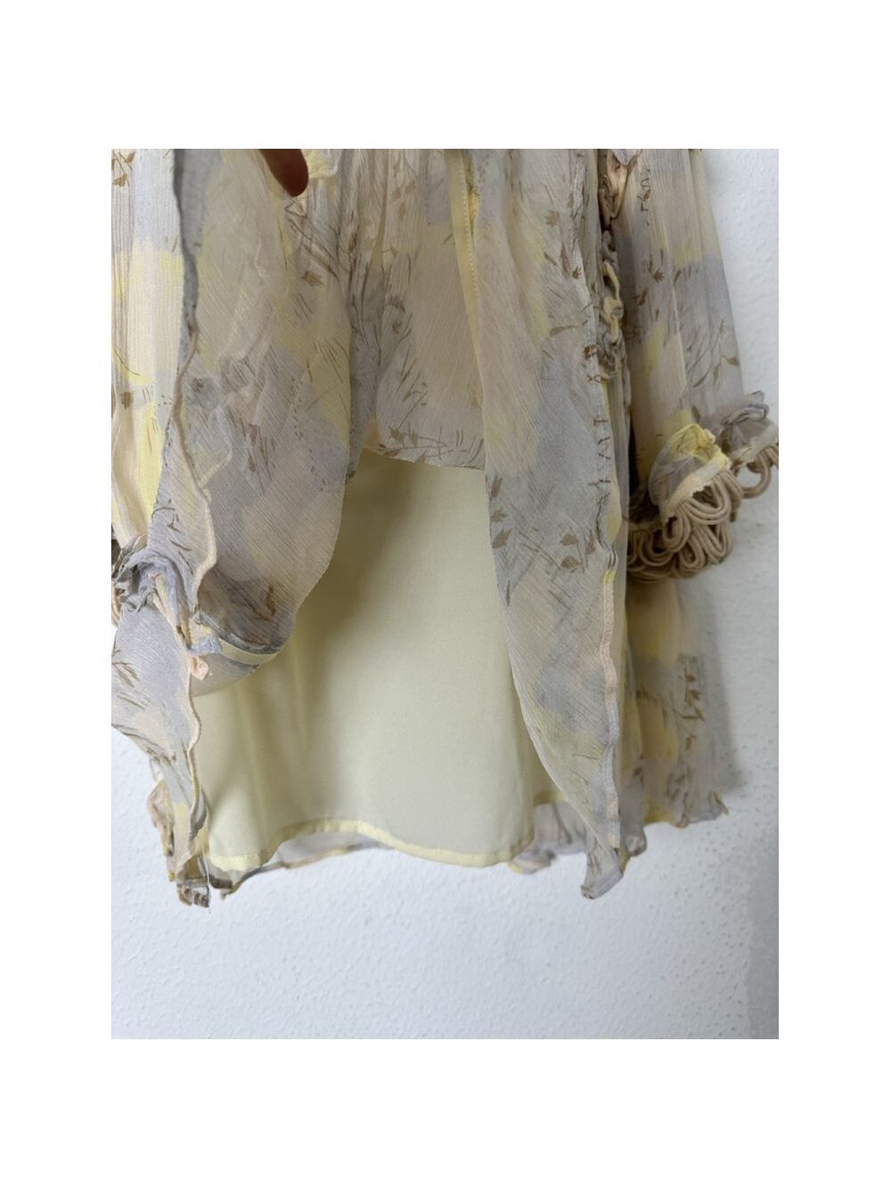 Stevie May Anthropologie Floral Mini Dress XS Yellow Boho Ruffle Cottagecore - Picture 10 of 14